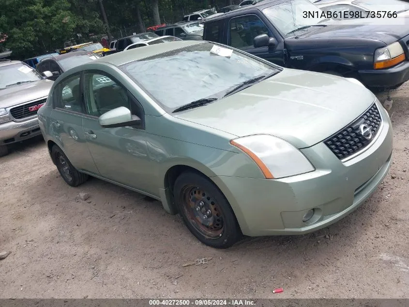 2008 Nissan Sentra 2.0S VIN: 3N1AB61E98L735766 Lot: 40272500