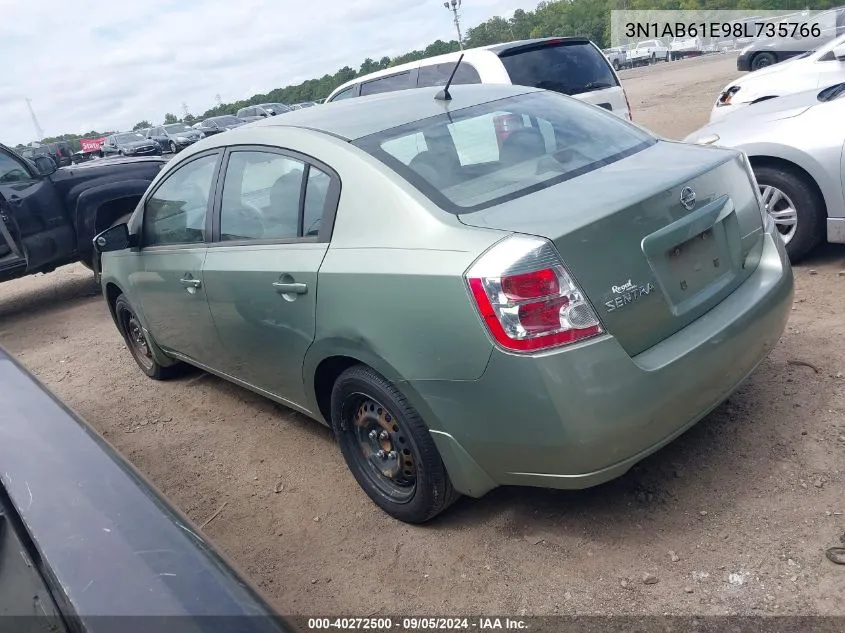 2008 Nissan Sentra 2.0S VIN: 3N1AB61E98L735766 Lot: 40272500