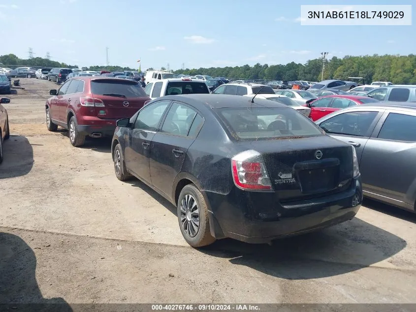 2008 Nissan Sentra 2.0 VIN: 3N1AB61E18L749029 Lot: 40276746