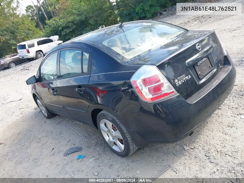 2008 Nissan Sentra 2.0S VIN: 3N1AB61E48L762521 Lot: 40282051