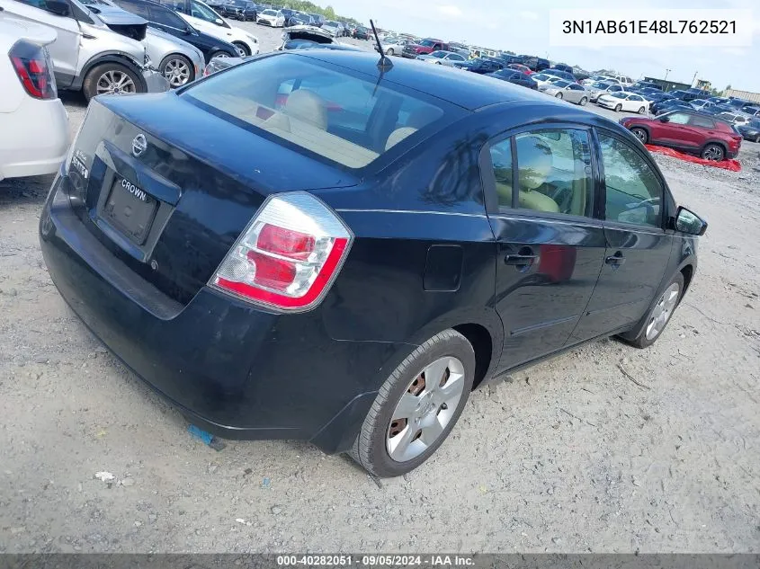 2008 Nissan Sentra 2.0S VIN: 3N1AB61E48L762521 Lot: 40282051