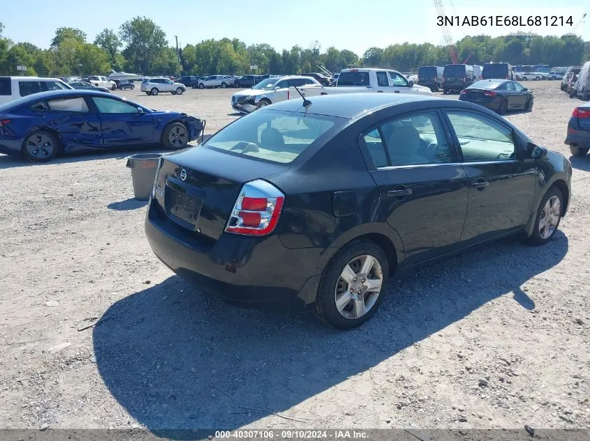 2008 Nissan Sentra 2.0S VIN: 3N1AB61E68L681214 Lot: 40307106