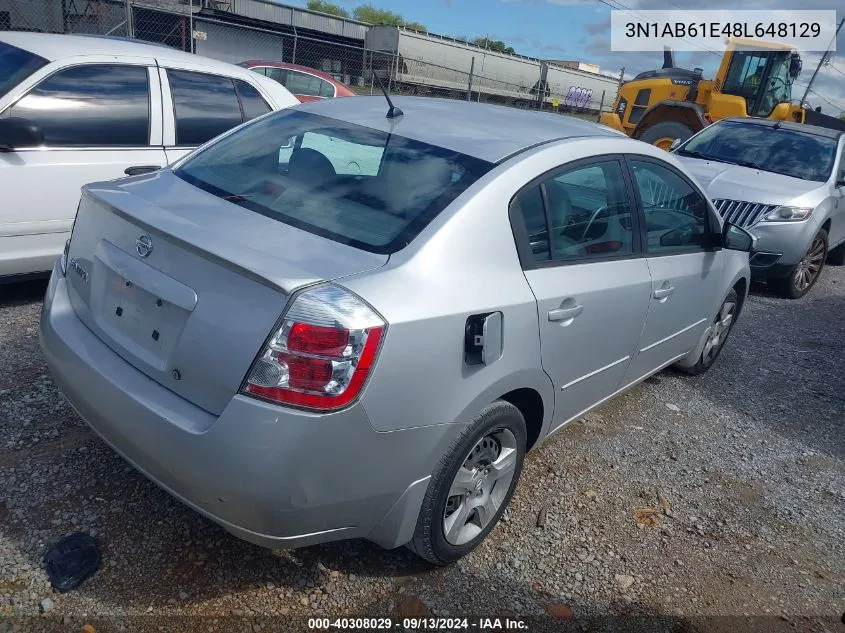 2008 Nissan Sentra 2.0S VIN: 3N1AB61E48L648129 Lot: 40308029