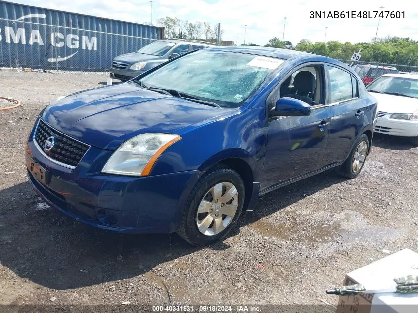 3N1AB61E48L747601 2008 Nissan Sentra 2.0