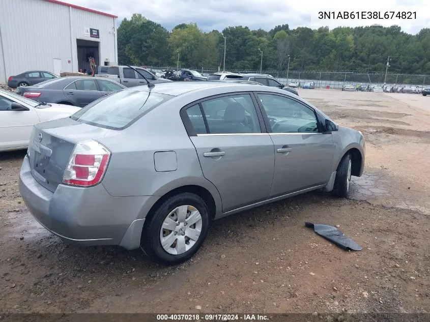 3N1AB61E38L674821 2008 Nissan Sentra 2.0