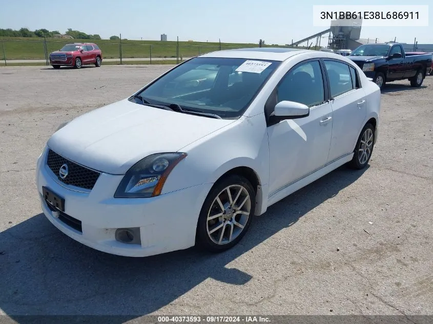 2008 Nissan Sentra Se-R VIN: 3N1BB61E38L686911 Lot: 40373593