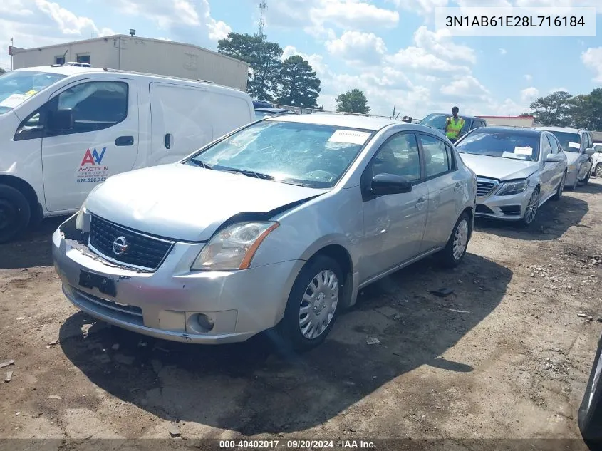 2008 Nissan Sentra 2.0S VIN: 3N1AB61E28L716184 Lot: 40402017