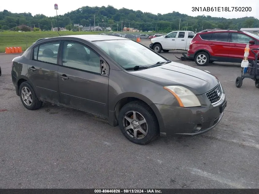 2008 Nissan Sentra 2.0 S VIN: 3N1AB61E18L750200 Lot: 40446026