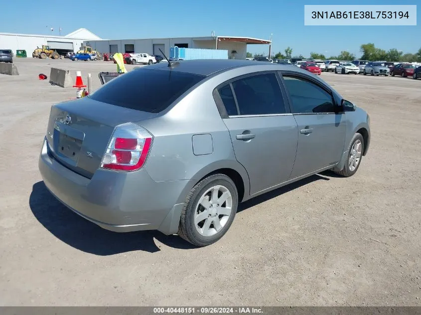 3N1AB61E38L753194 2008 Nissan Sentra 2.0Sl