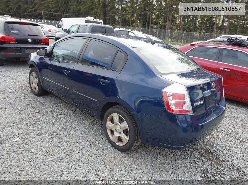 2008 Nissan Sentra 2.0 VIN: 3N1AB61E08L610557 Lot: 40451192