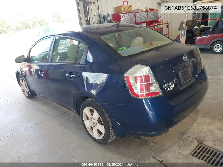 2008 Nissan Sentra 2.0S VIN: 3N1AB61E68L758874 Lot: 40453775