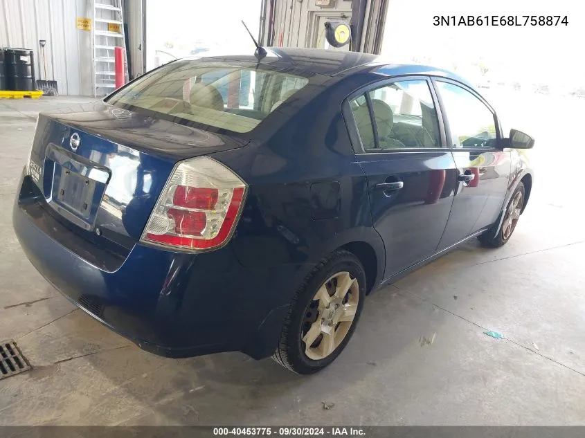 2008 Nissan Sentra 2.0S VIN: 3N1AB61E68L758874 Lot: 40453775