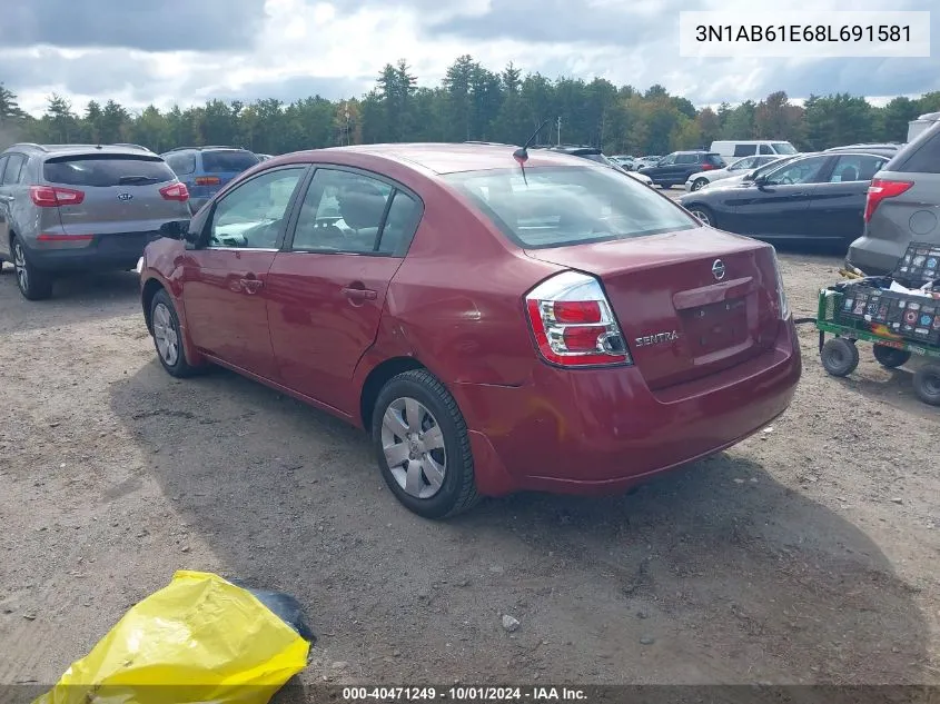 2008 Nissan Sentra 2.0 VIN: 3N1AB61E68L691581 Lot: 40471249