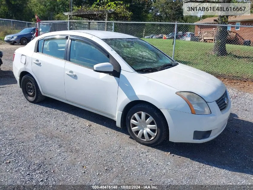 2008 Nissan Sentra 2.0 VIN: 3N1AB61E48L616667 Lot: 40475148