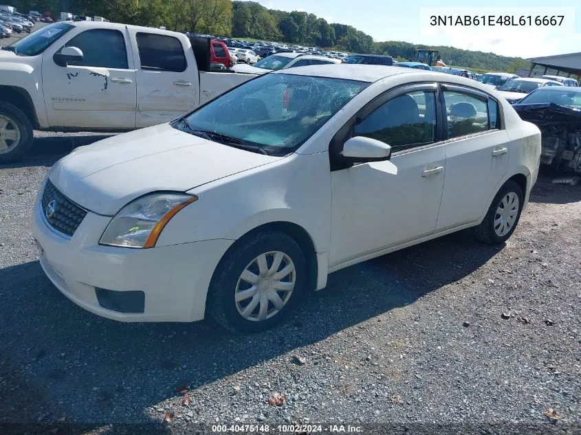 2008 Nissan Sentra 2.0 VIN: 3N1AB61E48L616667 Lot: 40475148