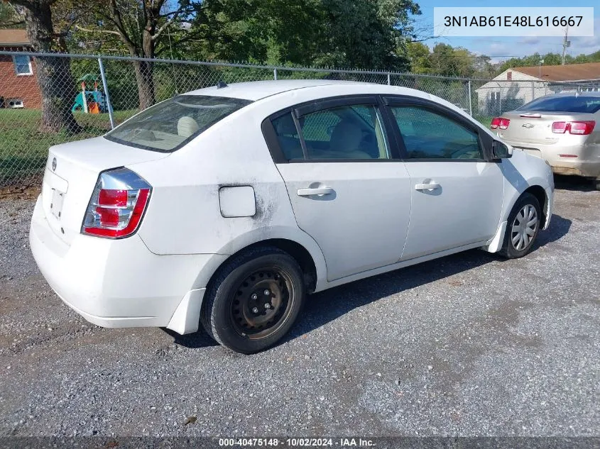 2008 Nissan Sentra 2.0 VIN: 3N1AB61E48L616667 Lot: 40475148