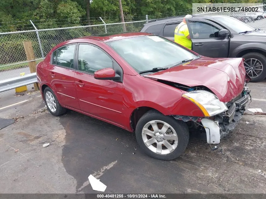 2008 Nissan Sentra 2.0S VIN: 3N1AB61E98L748002 Lot: 40481255