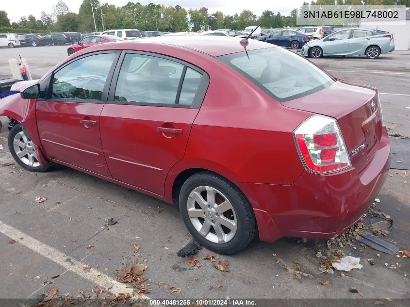 2008 Nissan Sentra 2.0S VIN: 3N1AB61E98L748002 Lot: 40481255