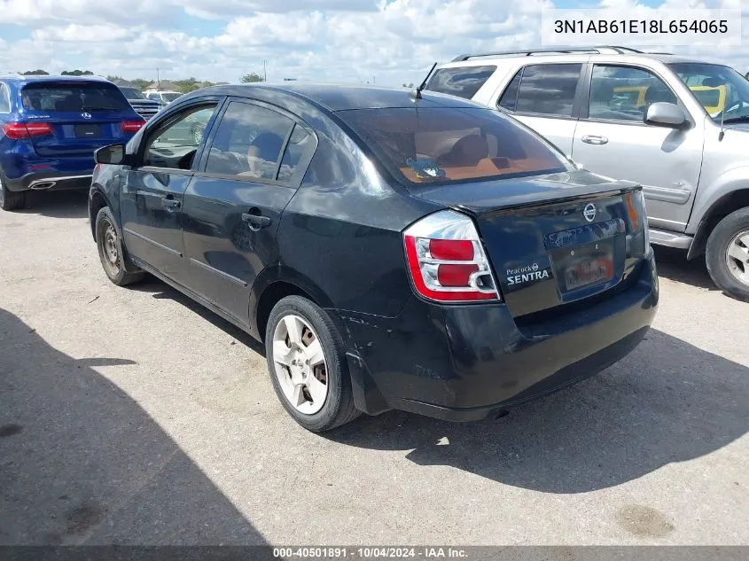 2008 Nissan Sentra 2.0S VIN: 3N1AB61E18L654065 Lot: 40501891