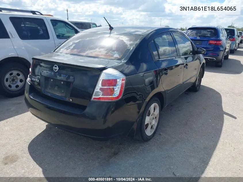 2008 Nissan Sentra 2.0S VIN: 3N1AB61E18L654065 Lot: 40501891