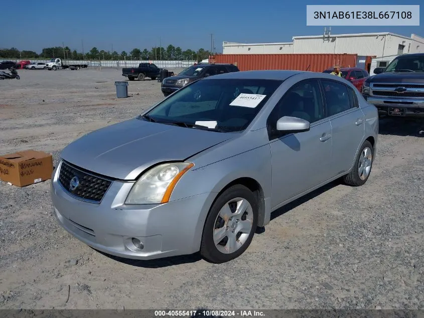 2008 Nissan Sentra 2.0S VIN: 3N1AB61E38L667108 Lot: 40555417