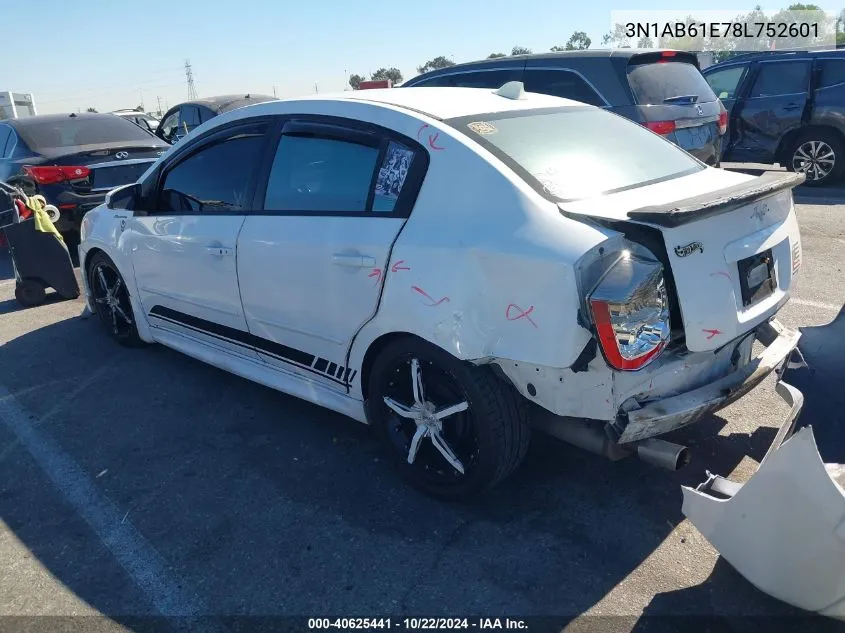 2008 Nissan Sentra 2.0S VIN: 3N1AB61E78L752601 Lot: 40625441