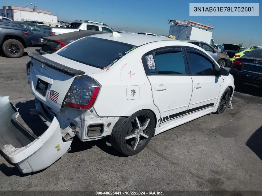 2008 Nissan Sentra 2.0S VIN: 3N1AB61E78L752601 Lot: 40625441