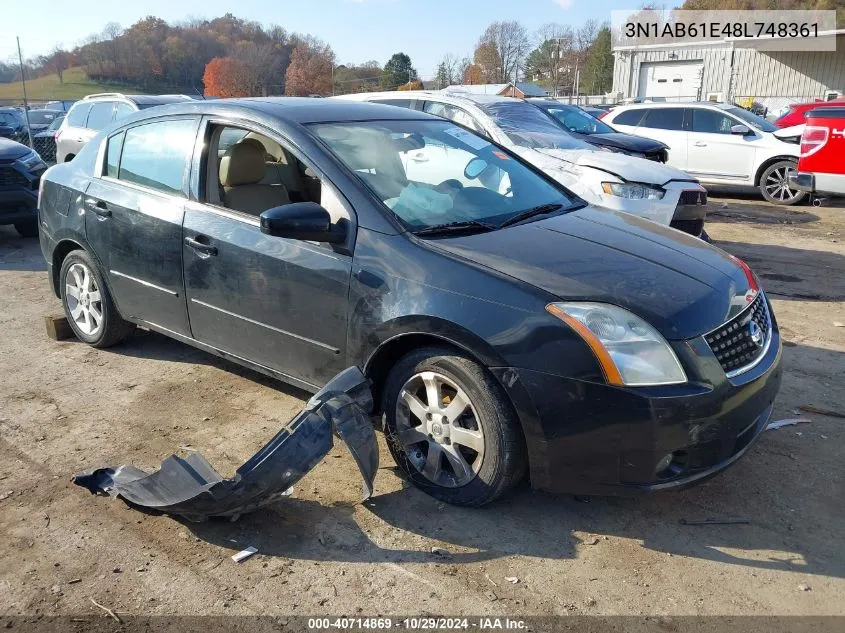 2008 Nissan Sentra 2.0Sl VIN: 3N1AB61E48L748361 Lot: 40714869