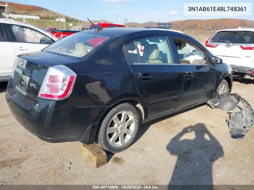 2008 Nissan Sentra 2.0Sl VIN: 3N1AB61E48L748361 Lot: 40714869