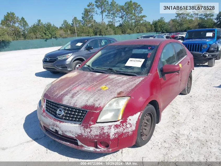 2008 Nissan Sentra 2.0 VIN: 3N1AB61E38L678528 Lot: 40723994