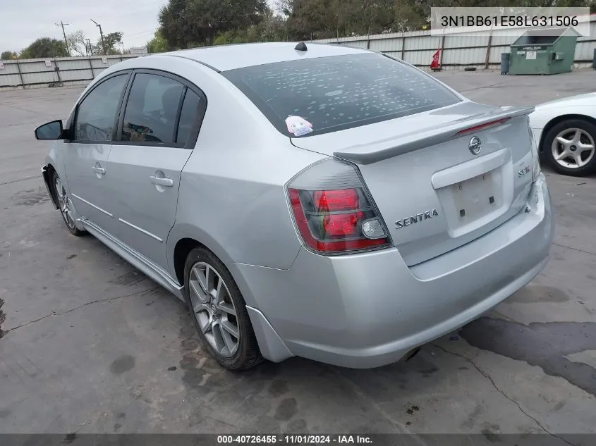 2008 Nissan Sentra Se-R VIN: 3N1BB61E58L631506 Lot: 40726455