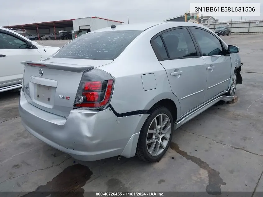 2008 Nissan Sentra Se-R VIN: 3N1BB61E58L631506 Lot: 40726455