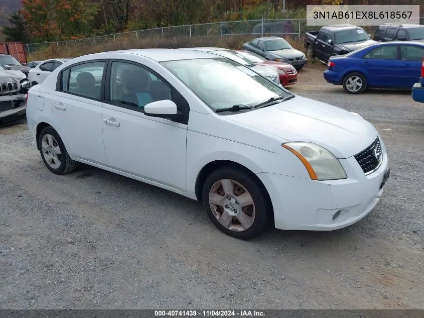 2008 Nissan Sentra 2.0S VIN: 3N1AB61EX8L618567 Lot: 40741439