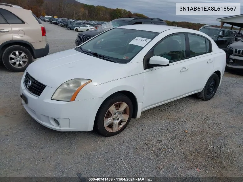 2008 Nissan Sentra 2.0S VIN: 3N1AB61EX8L618567 Lot: 40741439