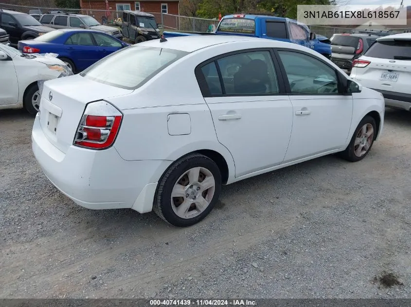 2008 Nissan Sentra 2.0S VIN: 3N1AB61EX8L618567 Lot: 40741439