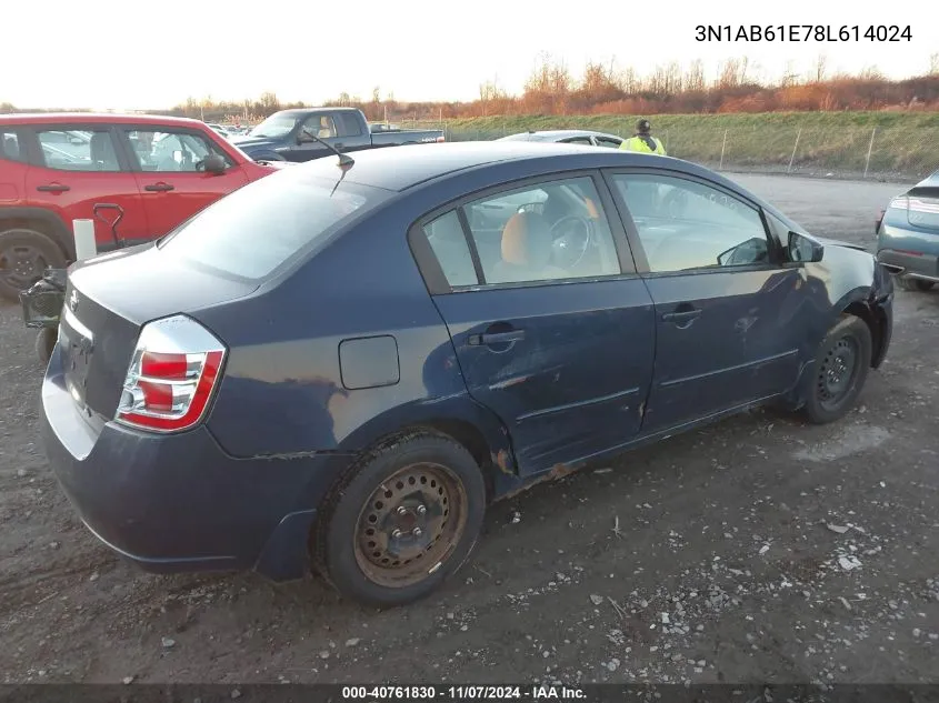 2008 Nissan Sentra 2.0S VIN: 3N1AB61E78L614024 Lot: 40761830