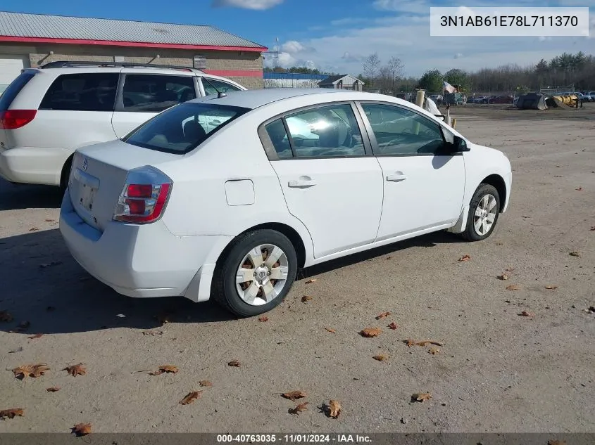 2008 Nissan Sentra 2.0 VIN: 3N1AB61E78L711370 Lot: 40763035