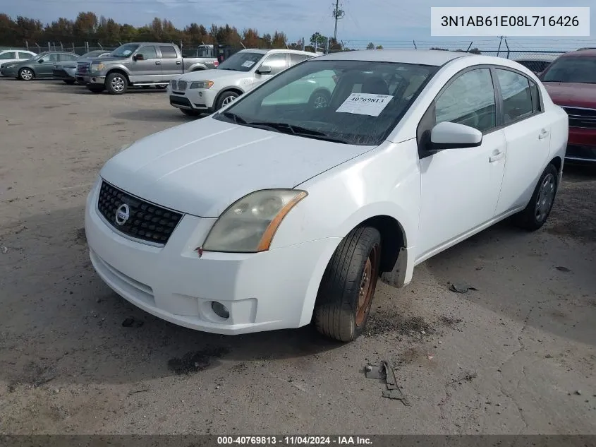 2008 Nissan Sentra 2.0S VIN: 3N1AB61E08L716426 Lot: 40769813