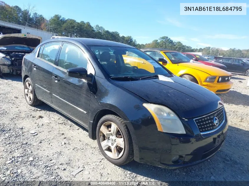 2008 Nissan Sentra 2.0S VIN: 3N1AB61E18L684795 Lot: 40849400