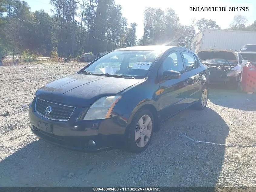 2008 Nissan Sentra 2.0S VIN: 3N1AB61E18L684795 Lot: 40849400