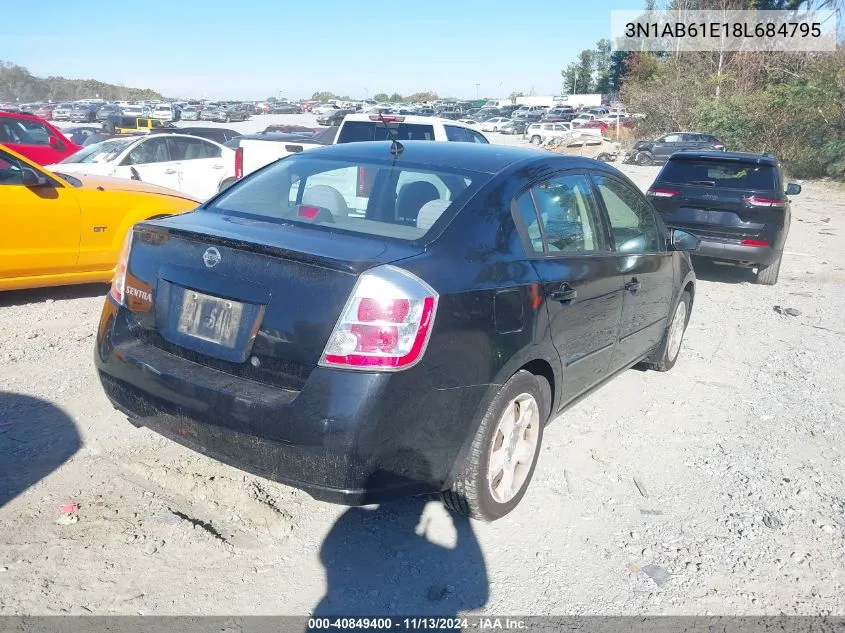 2008 Nissan Sentra 2.0S VIN: 3N1AB61E18L684795 Lot: 40849400