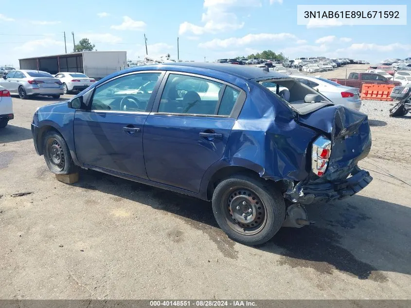 2009 Nissan Sentra 2.0S VIN: 3N1AB61E89L671592 Lot: 40148551