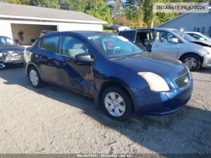 2009 Nissan Sentra 2.0 VIN: 3N1AB61E39L670026 Lot: 40276393