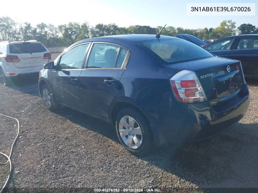 2009 Nissan Sentra 2.0 VIN: 3N1AB61E39L670026 Lot: 40276393