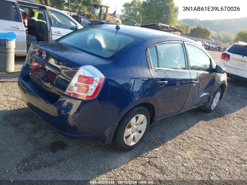 2009 Nissan Sentra 2.0 VIN: 3N1AB61E39L670026 Lot: 40276393