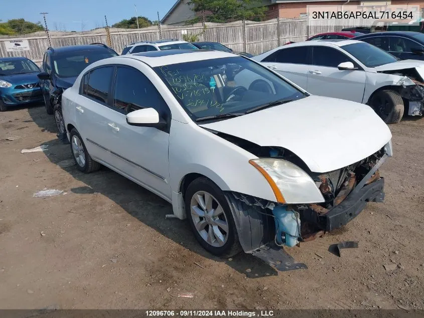 2010 Nissan Sentra 2.0/2.0S/Sr/2.0Sl VIN: 3N1AB6AP6AL716454 Lot: 12096706