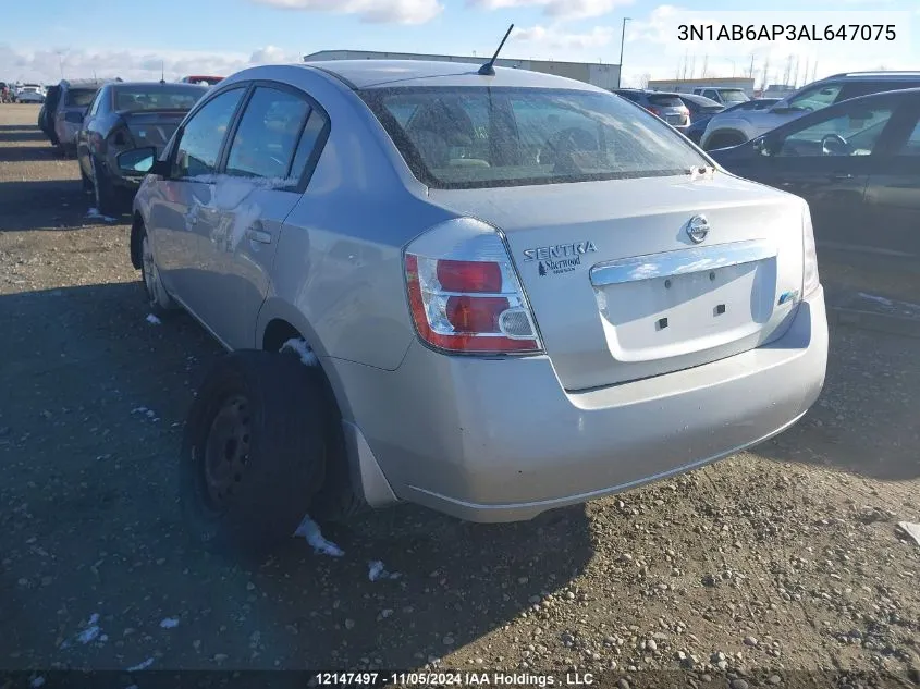 2010 Nissan Sentra 2.0 VIN: 3N1AB6AP3AL647075 Lot: 12147497