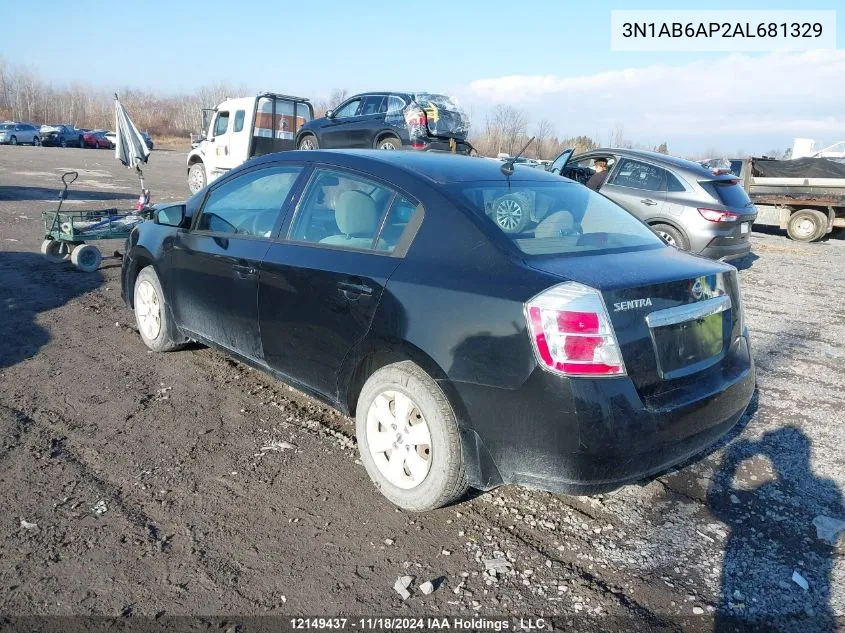 2010 Nissan Sentra 2.0/2.0S/Sr/2.0Sl VIN: 3N1AB6AP2AL681329 Lot: 12149437