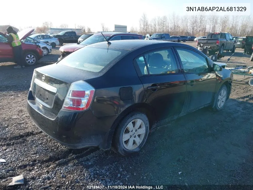 2010 Nissan Sentra 2.0/2.0S/Sr/2.0Sl VIN: 3N1AB6AP2AL681329 Lot: 12149437