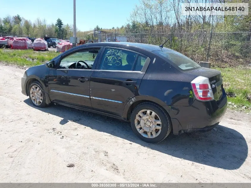 2010 Nissan Sentra 2.0S VIN: 3N1AB6AP4AL648140 Lot: 39350305